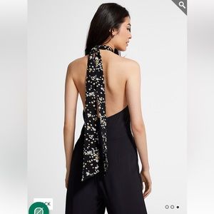 NEW Scotch & Soda Mini Flowers Halter Black Jumpsuit